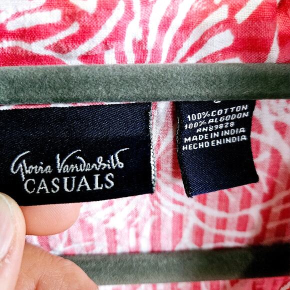 Gloria Vanderbilt Women's L Tropical Floral Print Button Down Pink Resortwear - Picture 5 of 5